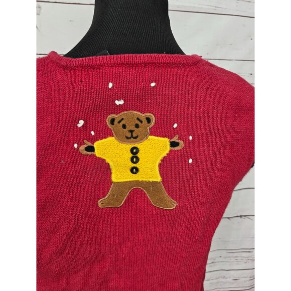 Vintage Christmas Vest Ugly Sweater‎ Santa & Bears Hampshire Studio M Red - Picture 9 of 11